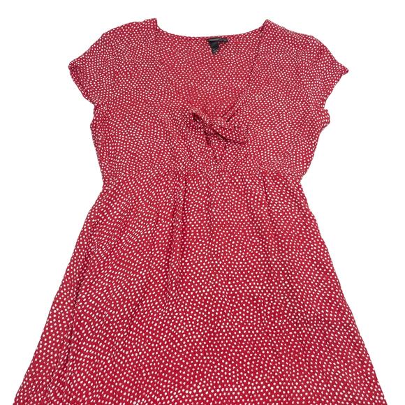 VOLCOM Tie Front Cap Sleeve Midi Dress Sz Small Red - Picture 2 of 6